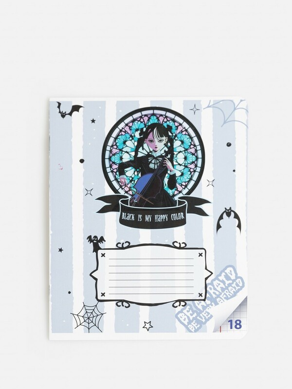 Тетрадь, 18 л. с полями, клетка, на скрепке Webie