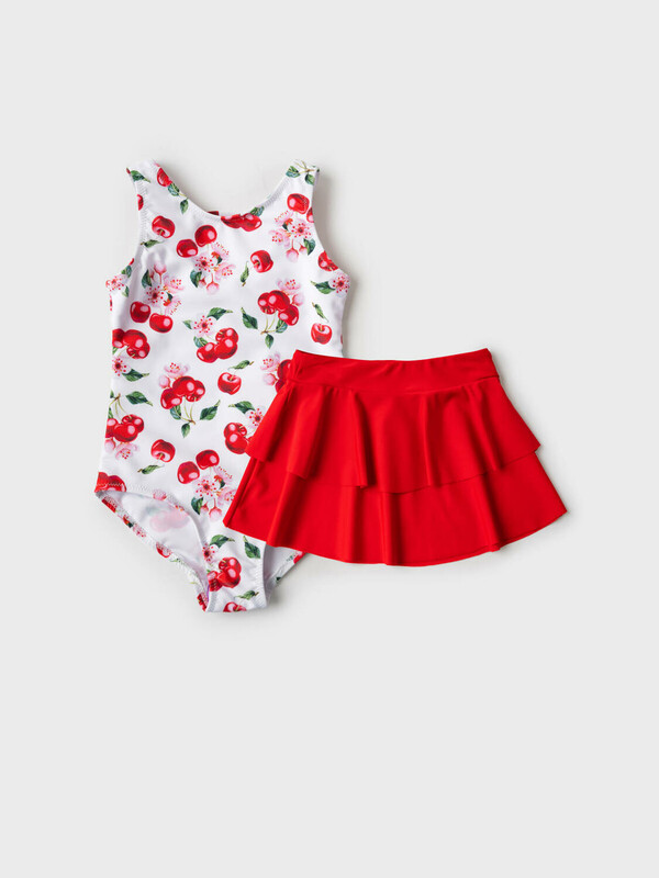 Комплект трикотажный для девочек: купальник, юбка