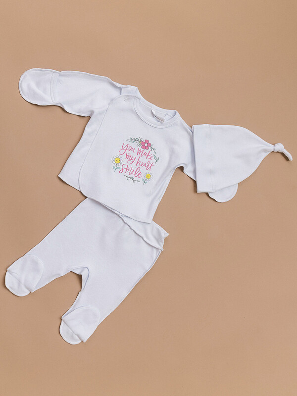 Пижама шапочка распашонка и ползунки для девочки (025_ЛН25)