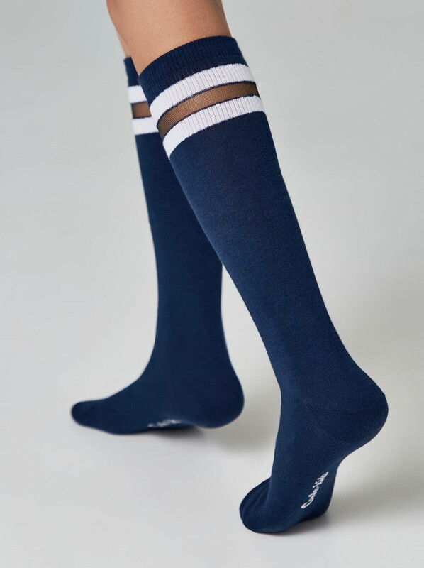 Нарядные CONTE-KIDS Однотонные хлопковые гольфы со вставками из прозрачной сетки TIP-TOP