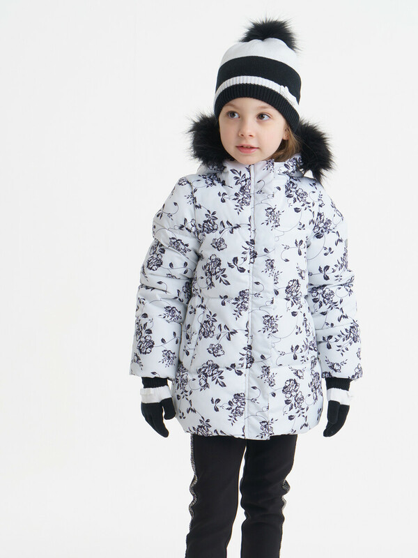 Комплект трикотажный для девочек: шапка, перчатки