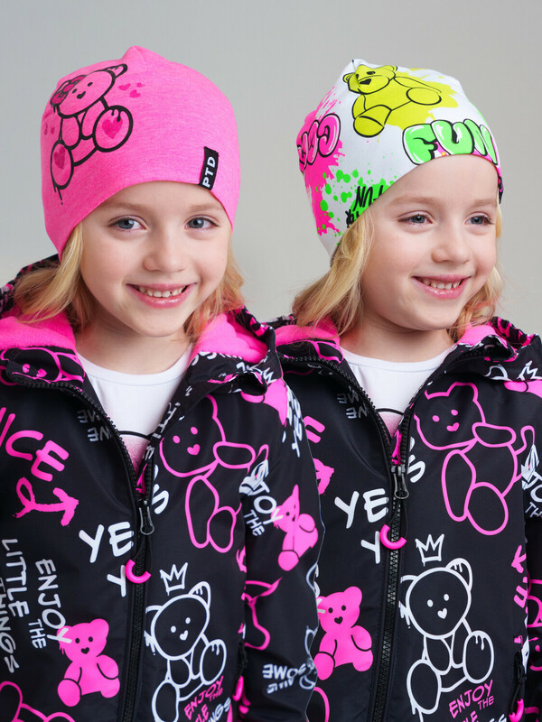 Шапка трикотажная для девочек, 2 шт в комплекте