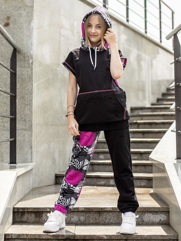 Худи с коротким рукавом для девочки (0044_ЛП22)