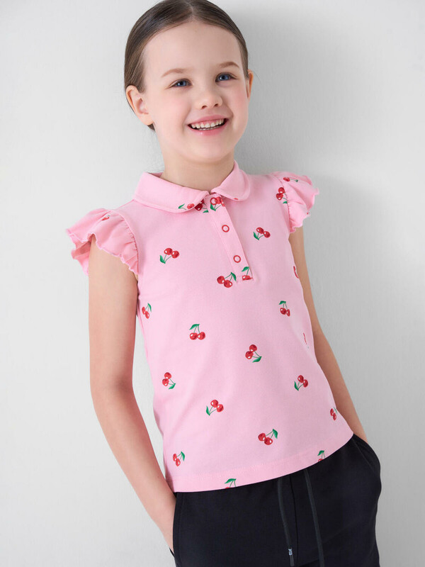 Джемпер трикотажный с воротником поло для девочек