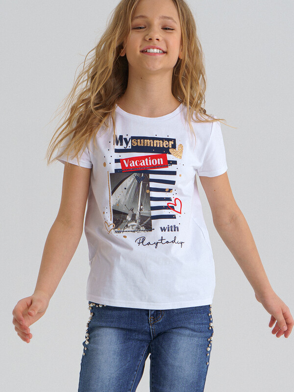 Фуфайка трикотажная для девочек (футболка)