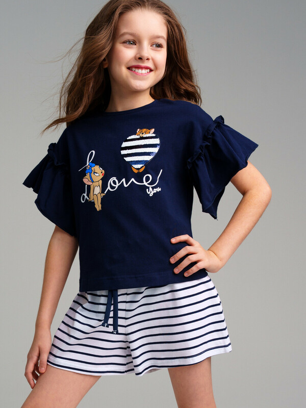 Фуфайка трикотажная для девочек (футболка)