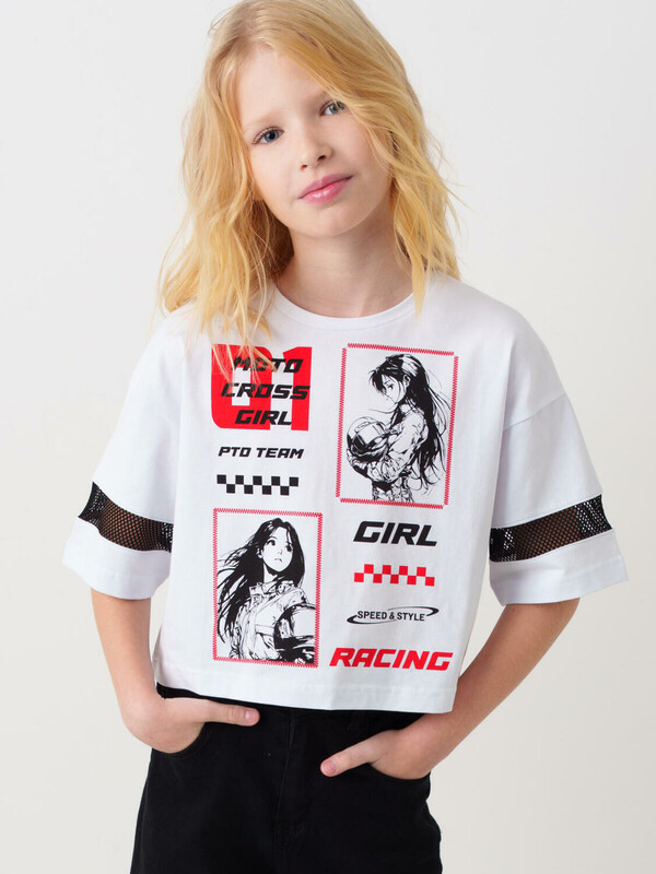 Фуфайка трикотажная для девочек (футболка)