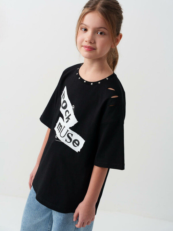 Фуфайка трикотажная для девочек (футболка)