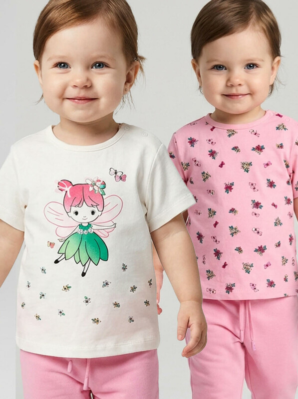 Джемпер детский трикотажный для девочек (футболка), 2 шт в комплекте