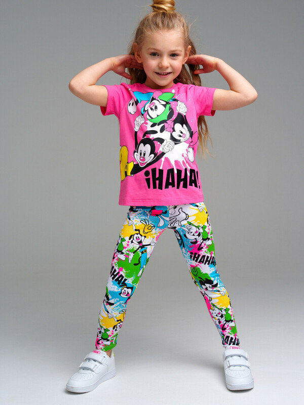 Комплект трикотажный для девочек: фуфайка (футболка), брюки (легинсы)