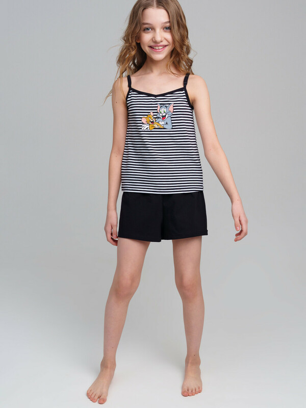 Комплект трикотажный для девочек: майка, шорты