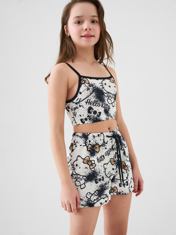 Комплект трикотажный для девочек: топ, шорты