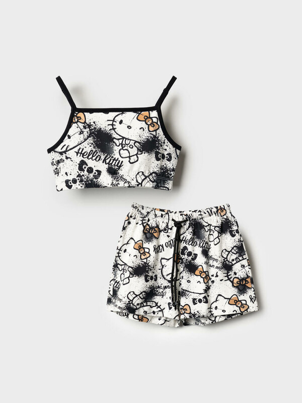 Комплект трикотажный для девочек: топ, шорты