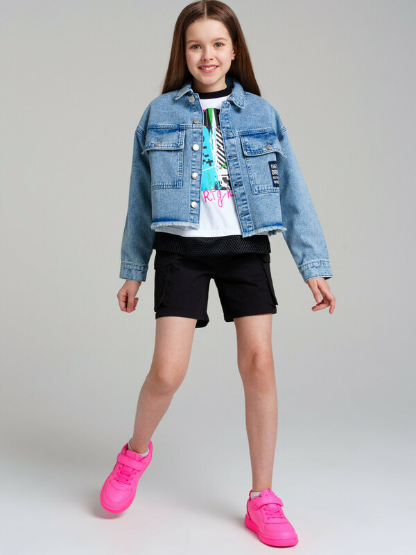 Куртка текстильная джинсовая для девочек