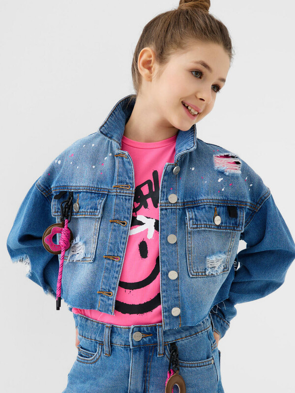 Куртка текстильная джинсовая для девочек