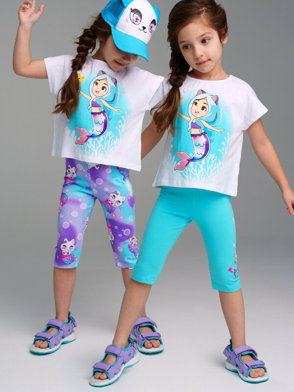 Брюки трикотажные для девочек (легинсы укороченные), 2 пары в комплекте