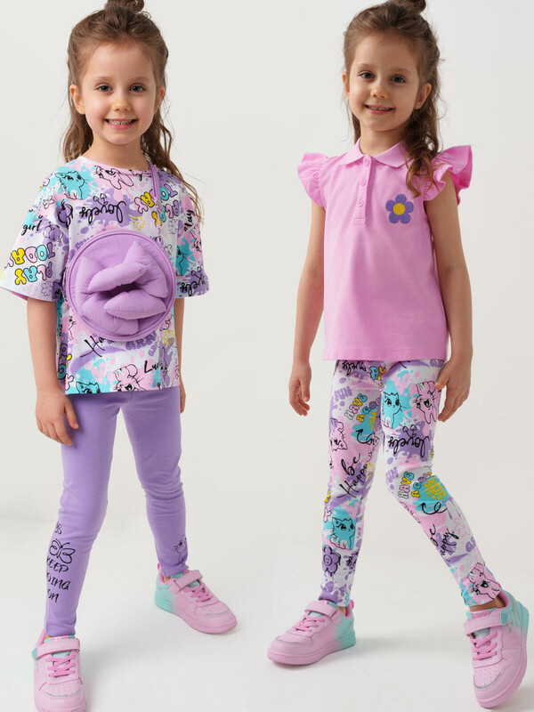 Брюки трикотажные для девочек (легинсы), 2 пары в комплекте