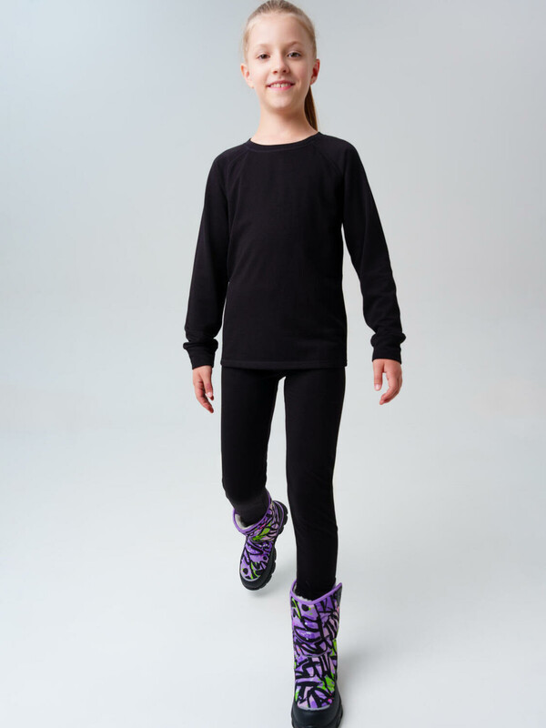 Термокомплект трикот. для девочек: фуфайка (футболка) с длин. рук, брюки