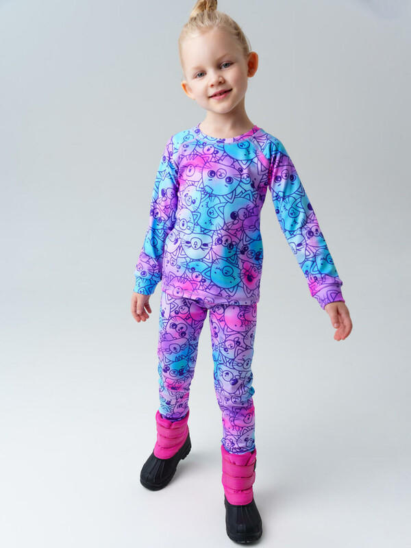 Термокомплект трикот. для девочек: фуфайка (футболка) с длин. рук, брюки