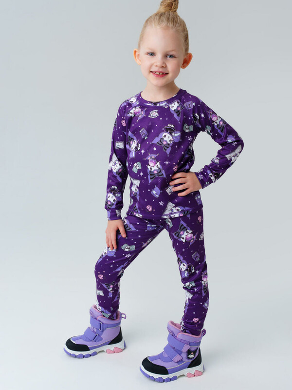 Термокомплект трикот. для девочек: фуфайка (футболка) с длин. рук, брюки