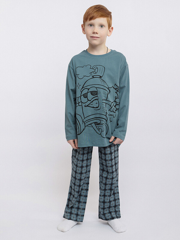 Пижама для мальчика футболка с длинным рукавом и брюки (045_ОП24)