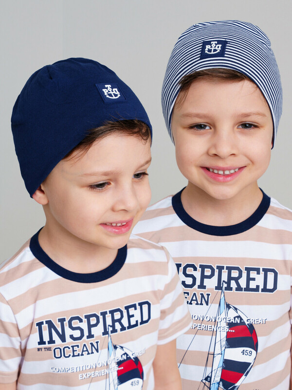 Шапка трикотажная для мальчиков, 2 шт в комплекте