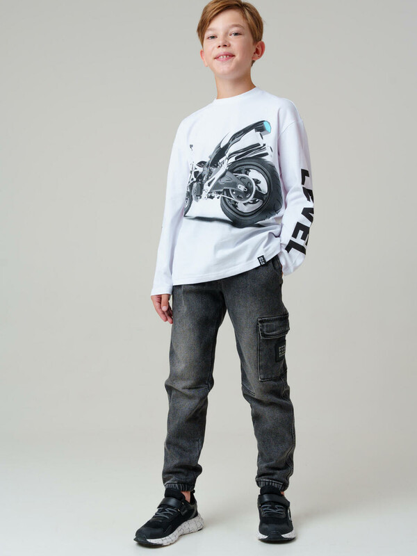 Брюки текстильные джинсовые утепленные флисом для мальчиков