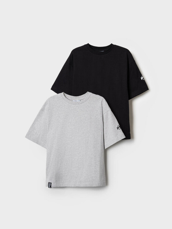 Фуфайка трикотажная для мальчиков (футболка), 2 шт в комплекте (oversize fit)