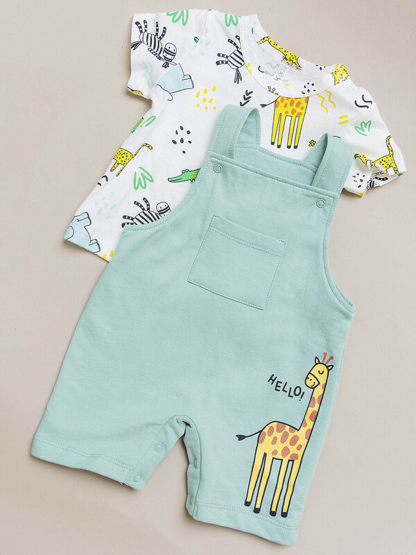 Комплект для мальчика футболка с коротким рукавом и комбинезон (053_ЛН25)