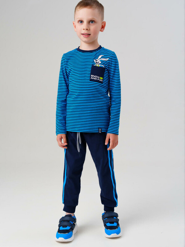 Комплект трикотажный для мальчиков: фуфайка (футболка с длинными рукавами), брюки