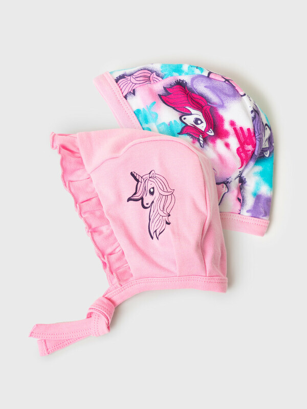 Чепчик детский трикотажный для девочек, 2 шт в комплекте