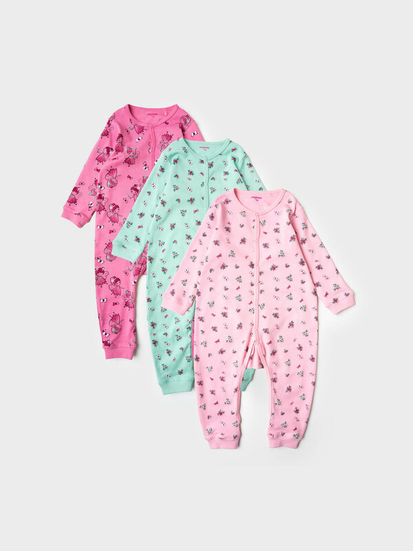 Комбинезон детский трикотажный для девочек, 3 шт в комплекте