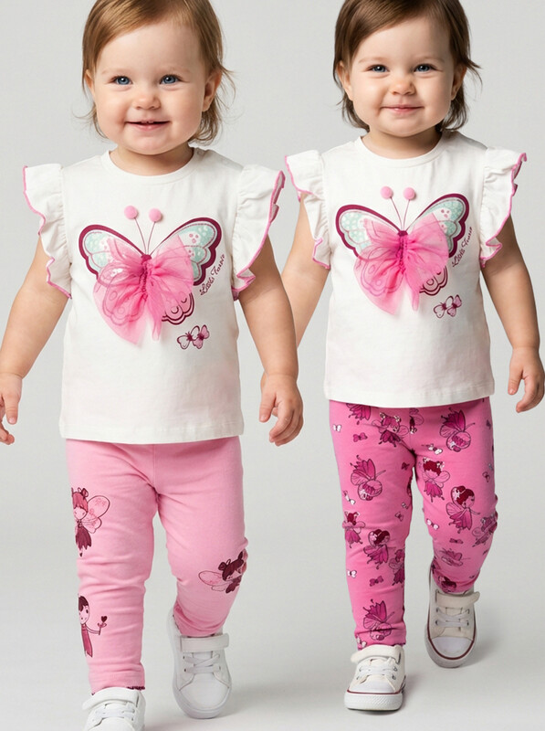 Брюки детские трикотажные для девочек (легинсы), 2 пары в комплекте