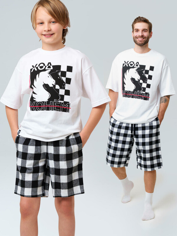 Комплект для мужчин: фуфайка (футболка) трикотажная, шорты текстильные