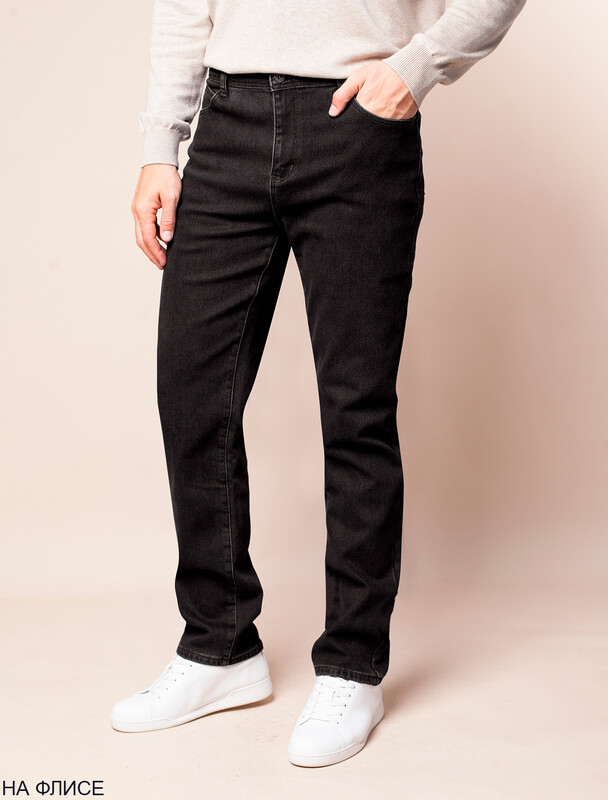 Джинсы из эластичного денима на ФЛИСЕ