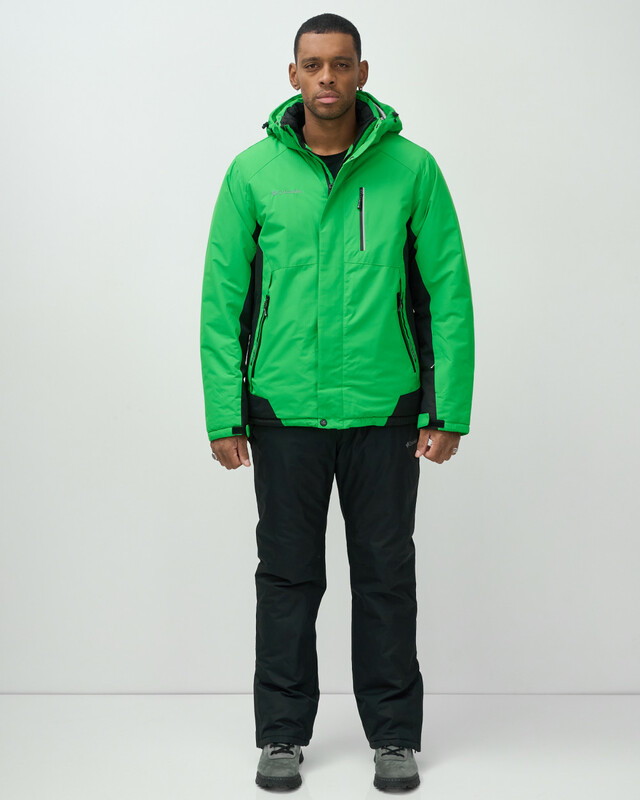 Горнолыжный костюм мужской зимний зеленого цвета 0075Z