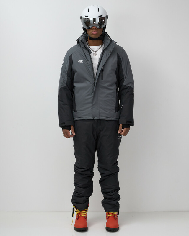 Горнолыжный костюм мужской зимний темно-серого цвета 02301TC