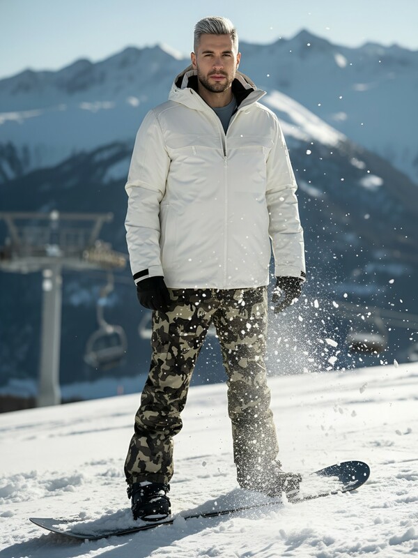 Горнолыжный костюм мужской зимний белого цвета 02412Bl