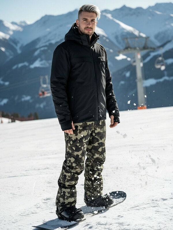 Горнолыжный костюм мужской зимний черного цвета 02412Ch