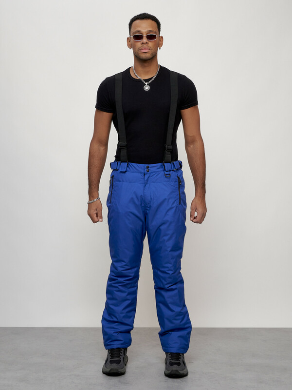 Полукомбинезон утепленный мужской зимний горнолыжный синего цвета 2405S