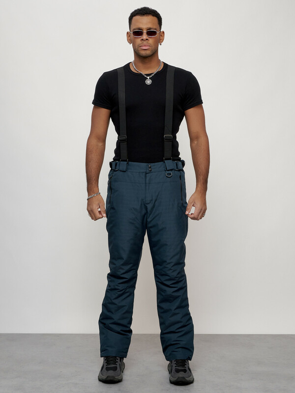 Полукомбинезон утепленный мужской зимний горнолыжный темно-синего цвета 2405TS