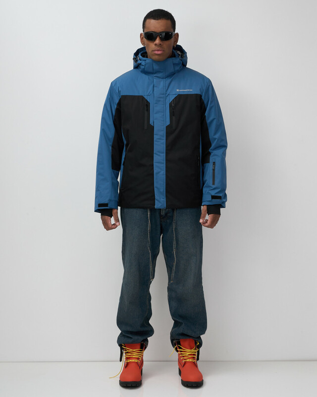 Горнолыжная куртка мужская зимняя черного цвета 7612Ch