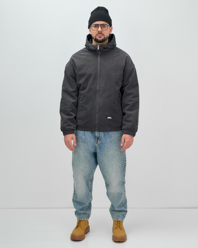 Куртка из вельвета мужская демисезонная темно-серого цвета 25336TC