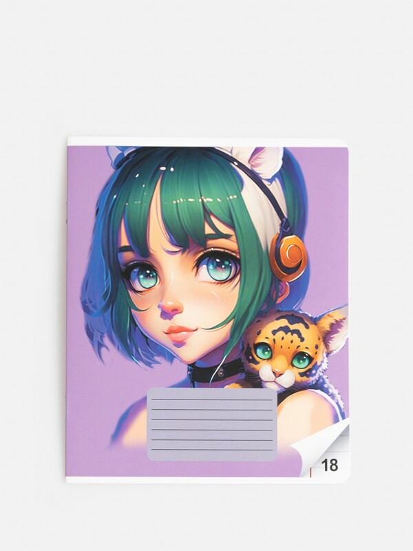 Тетрадь, 18л, линейка с полями, на скрепке Panch