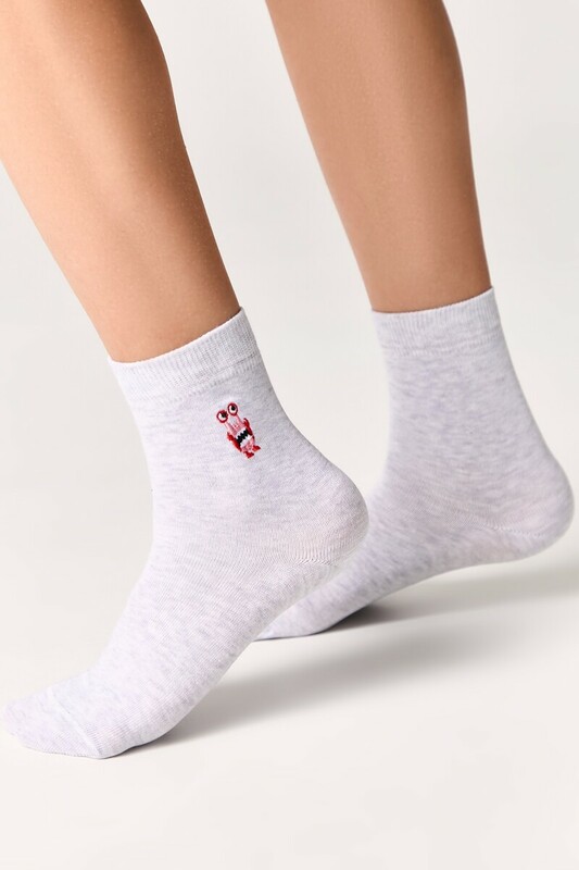 Классические Conte-kids TIP-TOP Однотонные хлопковые носки с вышивкой