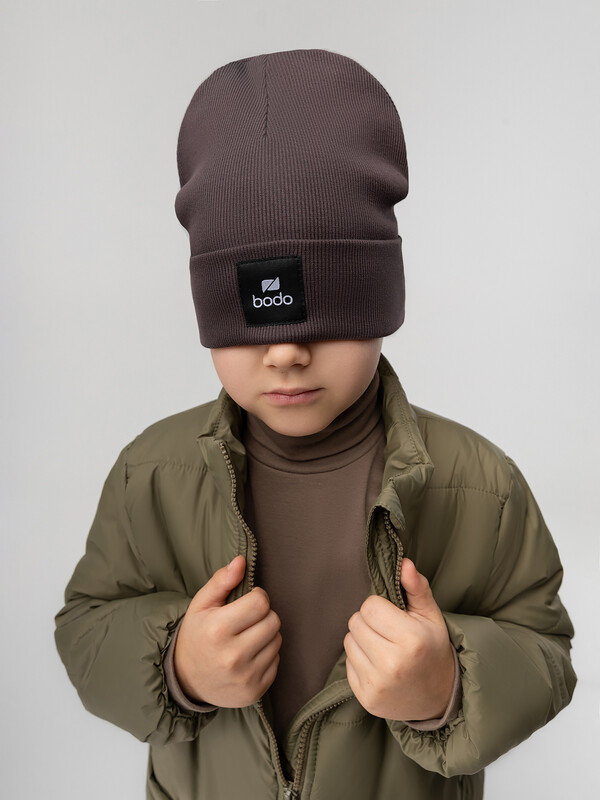 Шапка двойная в рубчик