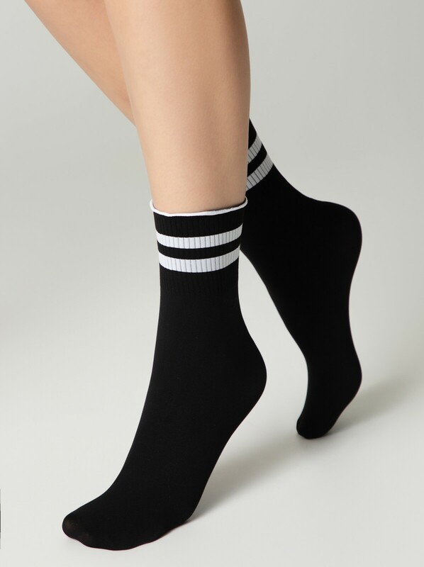 Удлиненные CONTE FANTASY Удлиненные носки с волнистой резинкой в полоску