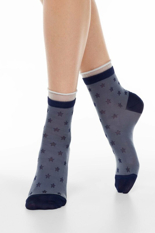 Носки женские CONTE Носки CLASSIC из вискозы с глянцевым рисунком и декоративной прозрачной сеткой,