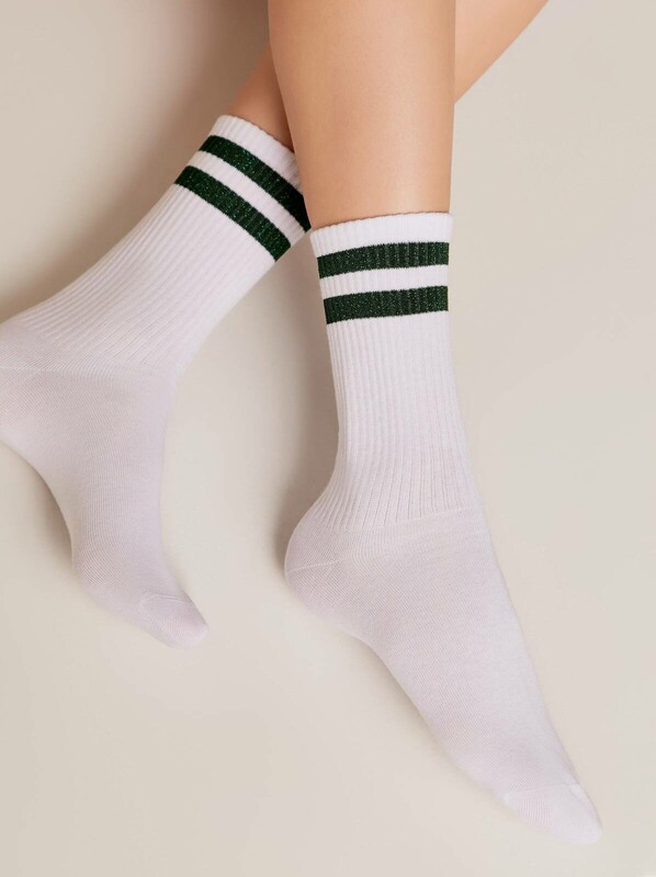 Удлиненные CONTE ACTIVE Хлопковые носки с яркими полосками из люрекса