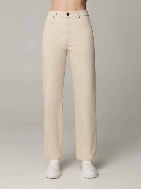 Высокая посадка CONTE CON-555 Джинсы брючного кроя из денима с меланжевым эффектом